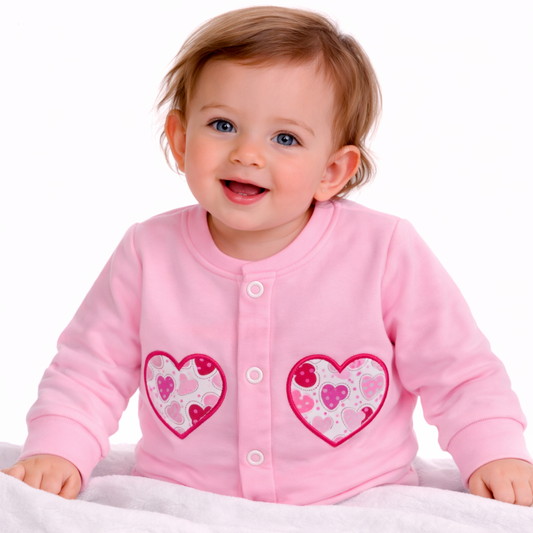 Baby Jacke Swetjacke in Rosa mit Herzenmuster