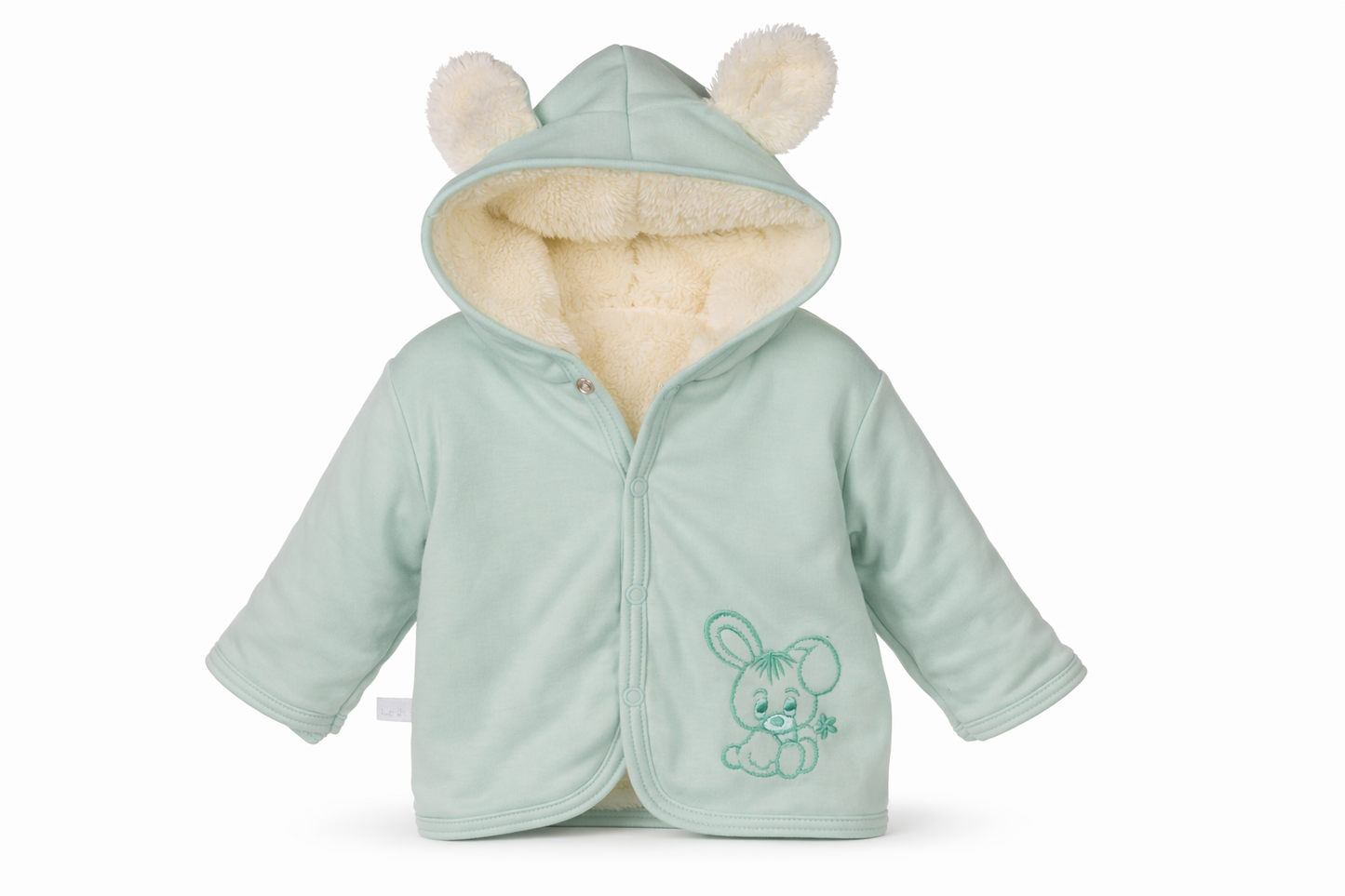 Baby Jacke Erstlingsjacke aus Fleece und Baumwolle in Mintgrün