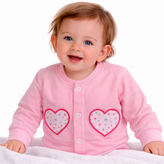 Baby Jacke Swetjacke in Rosa mit Blumenmuster