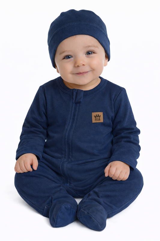 Strampler Overall und Mütze Set 2-teilig in Navyblau
