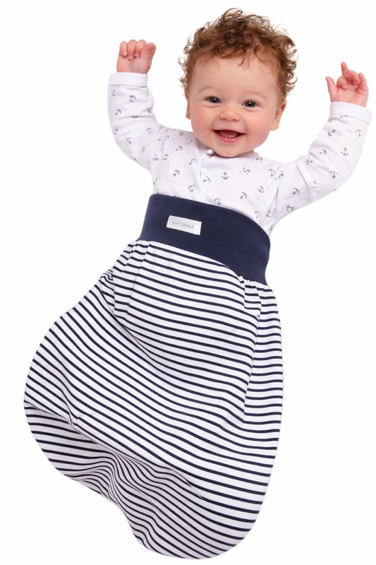Baby Pucksack Fußsack für Sommer Frühjahr Stramplersack einlagig in Blau gestreift