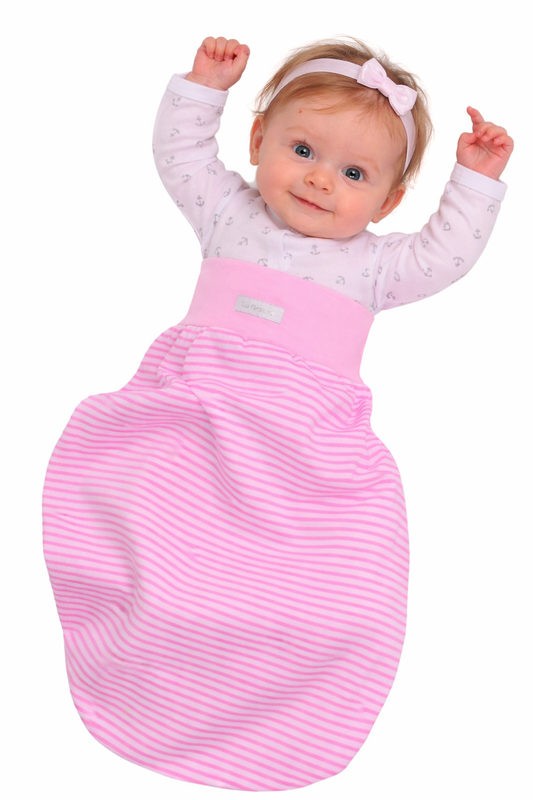 Baby Pucksack Fußsack für Sommer Frühjahr Stramplersack einlagig in Rosa gestreift