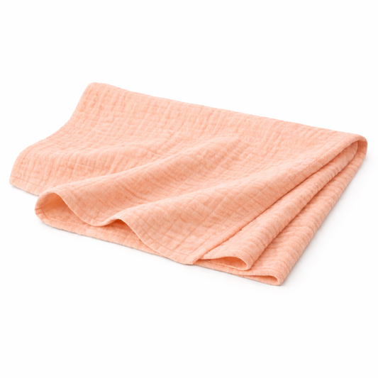 Baby Spucktuch 1 Stück 90 x 65cm aus weichem Musselin Stofftuch in Pfirsichrosa