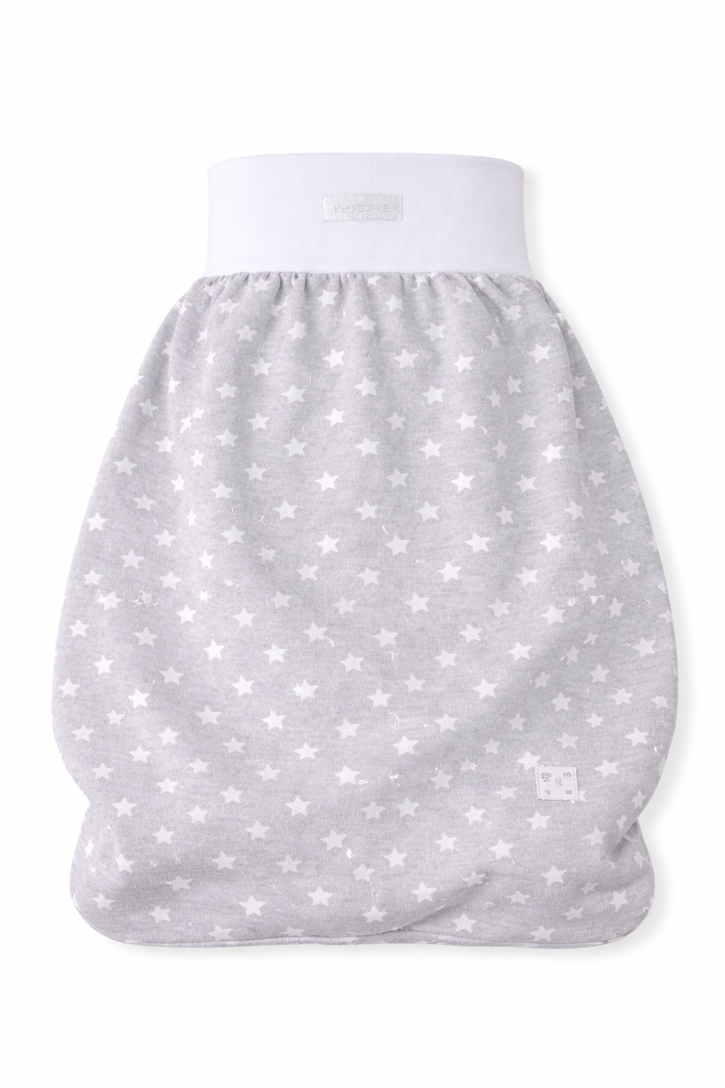 Baby Pucksack Fußsack für Sommer Frühjahr Stramplersack einlagig in Grau mit Sternchen