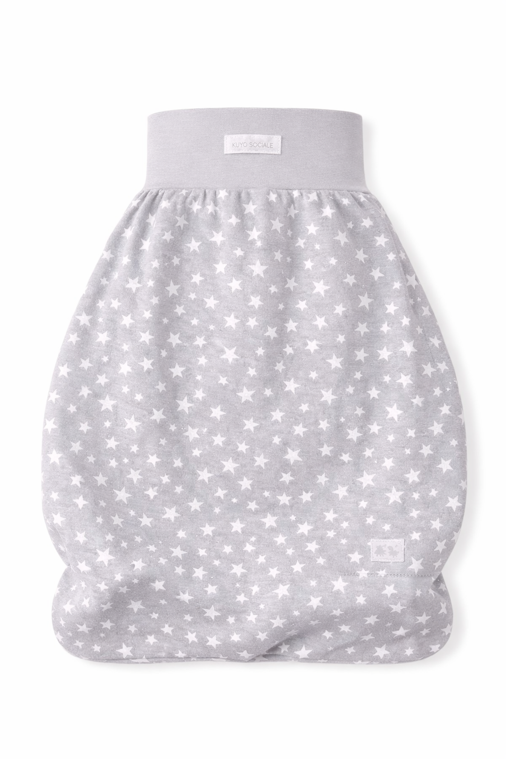 Baby Pucksack Fußsack für Sommer Frühjahr Stramplersack einlagig in Grau mit Sternen