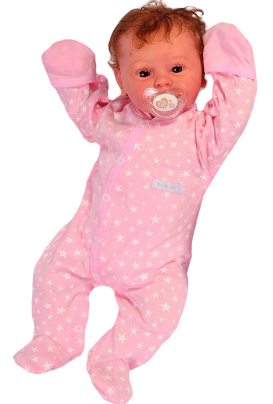 Baby Strampler Schlafanzug in Rosa mit Kratzschutz
