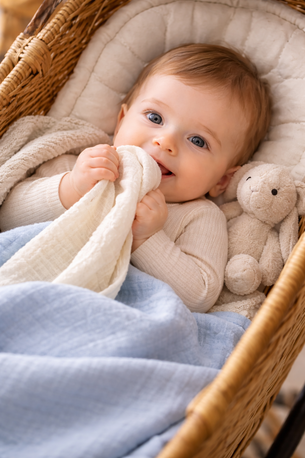 Baby Spucktuch 1 Stück 90 x 65cm aus weichem Musselin Stofftuch in Weiß