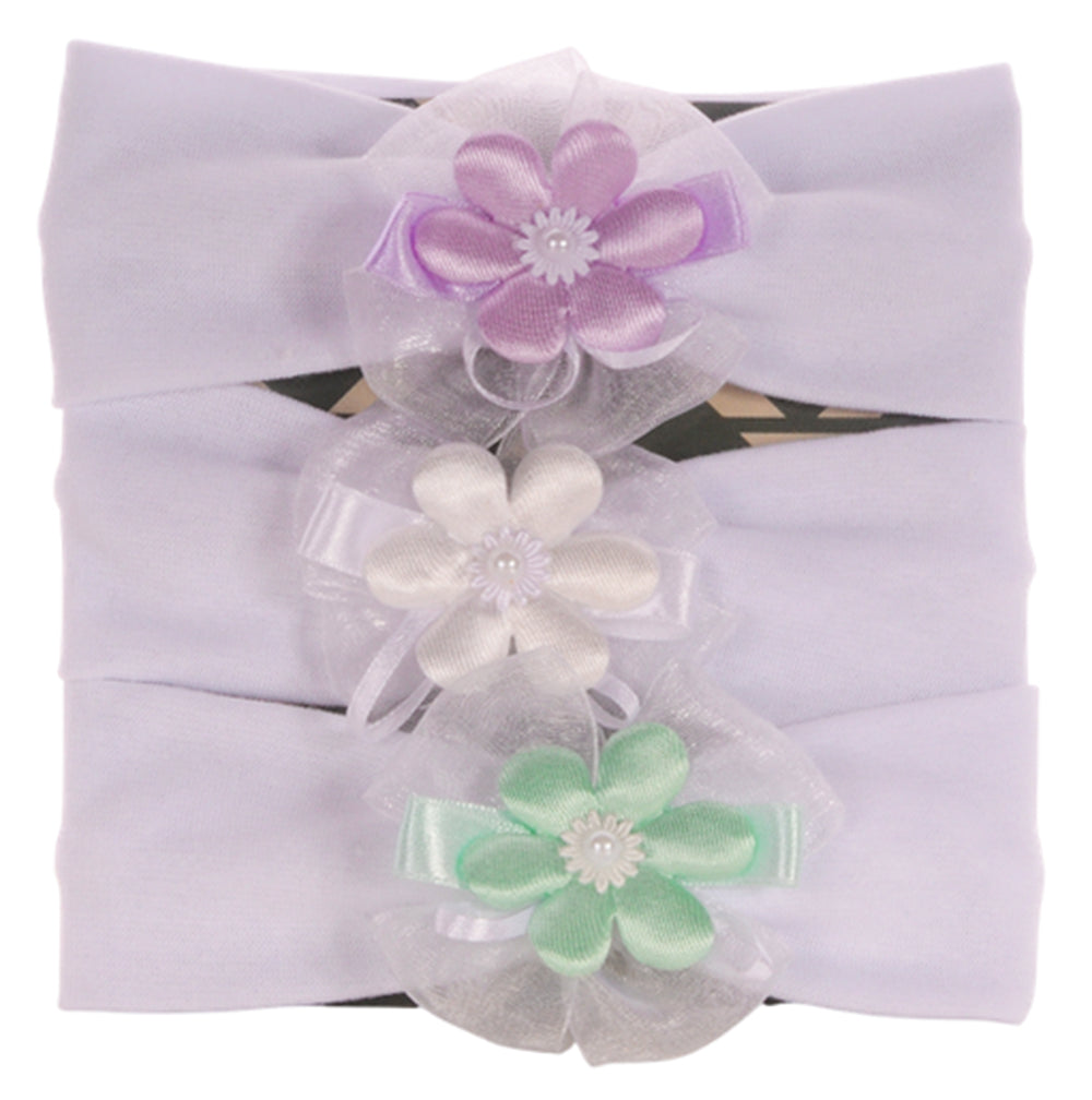 Baby Stirnbänder 3er Pack Stirnband in Weiß mit bunten Blumen