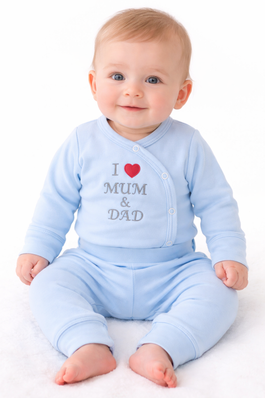 Body und Hose Baby Anzug in Blau