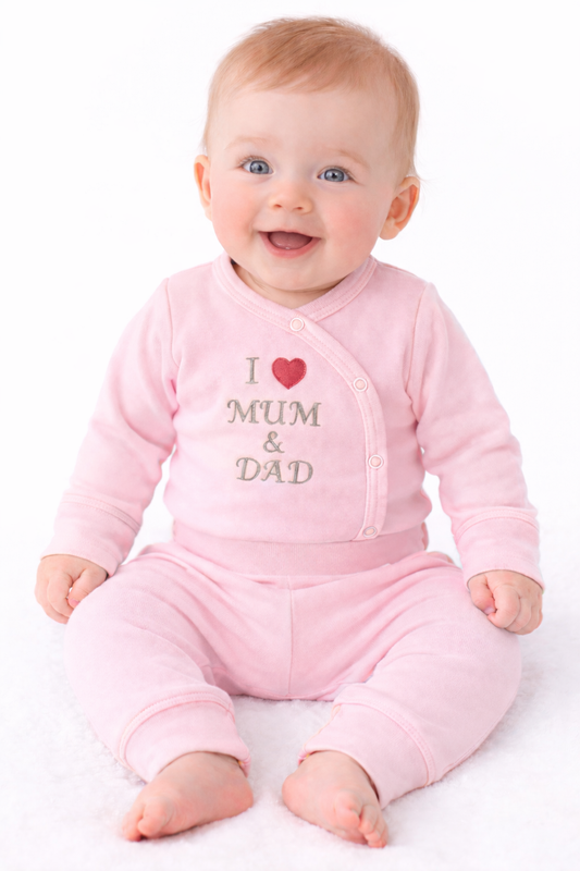 Body und Hose Baby Anzug in Rosa Wickelbody