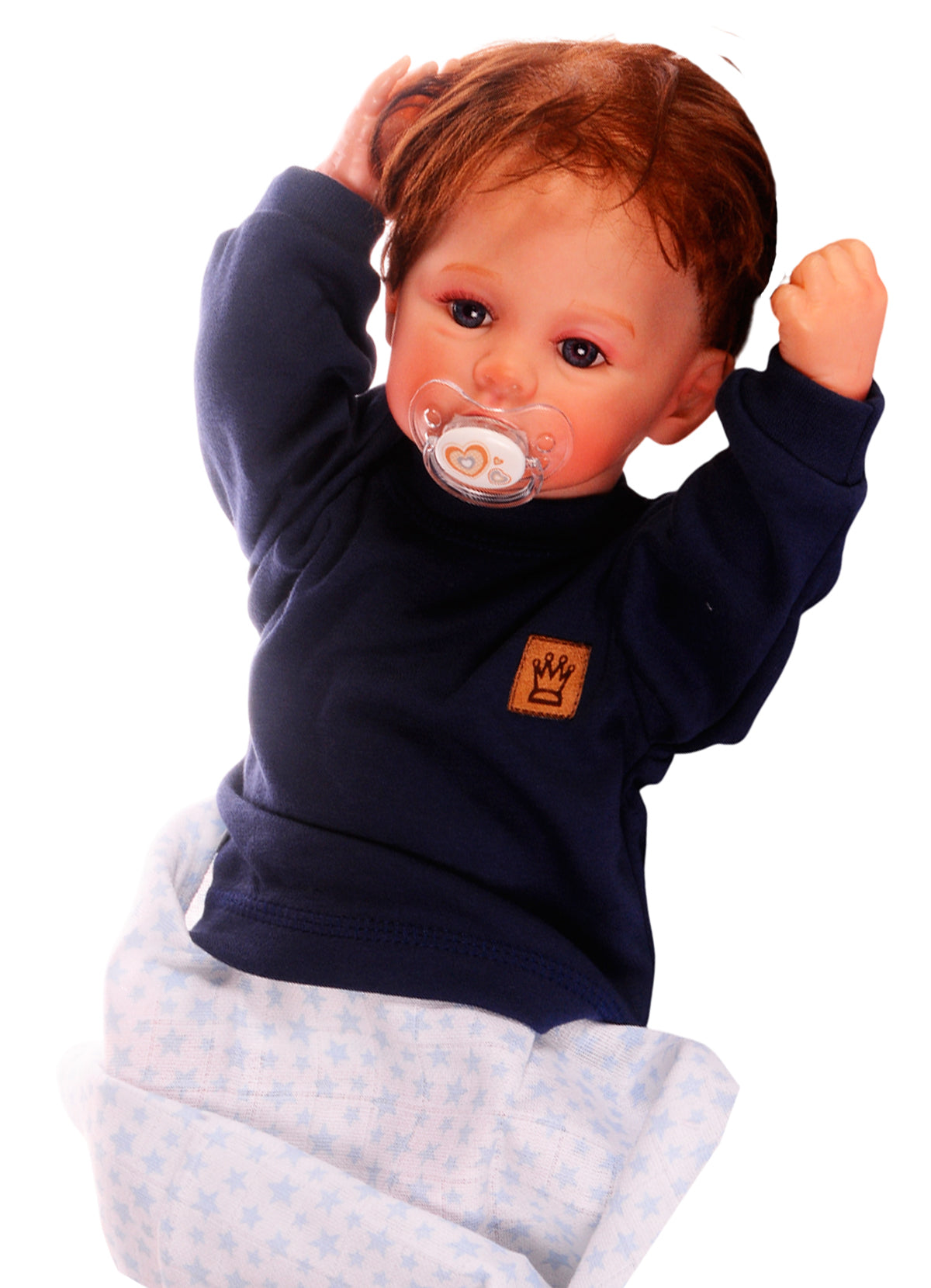 Baby Anzug 2-teilig in Weiß-Blau Strampler und Langarmshirt