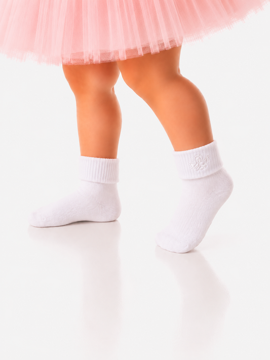 weiße Socken in Weiß für Babys und Kinder festlich für Taufe mit Engel
