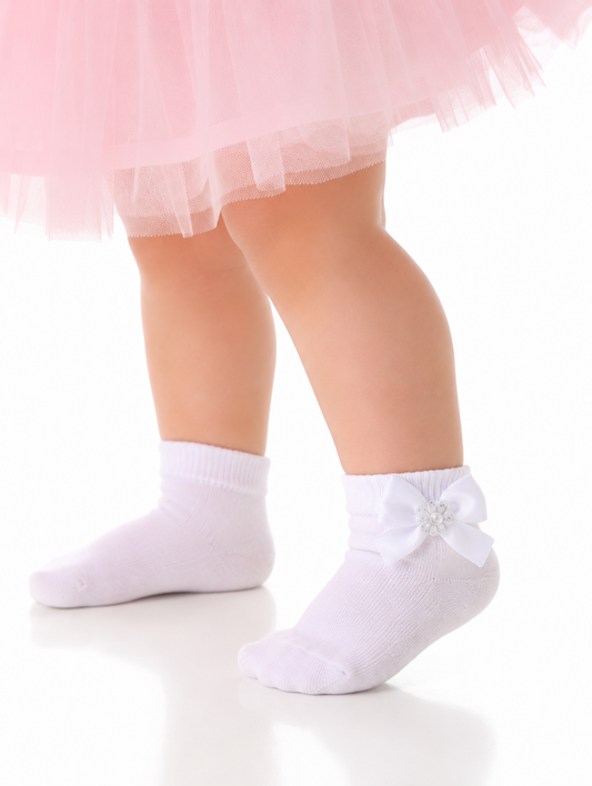 Socken mit Schleifen in Weiß für Babys und Kinder festlich