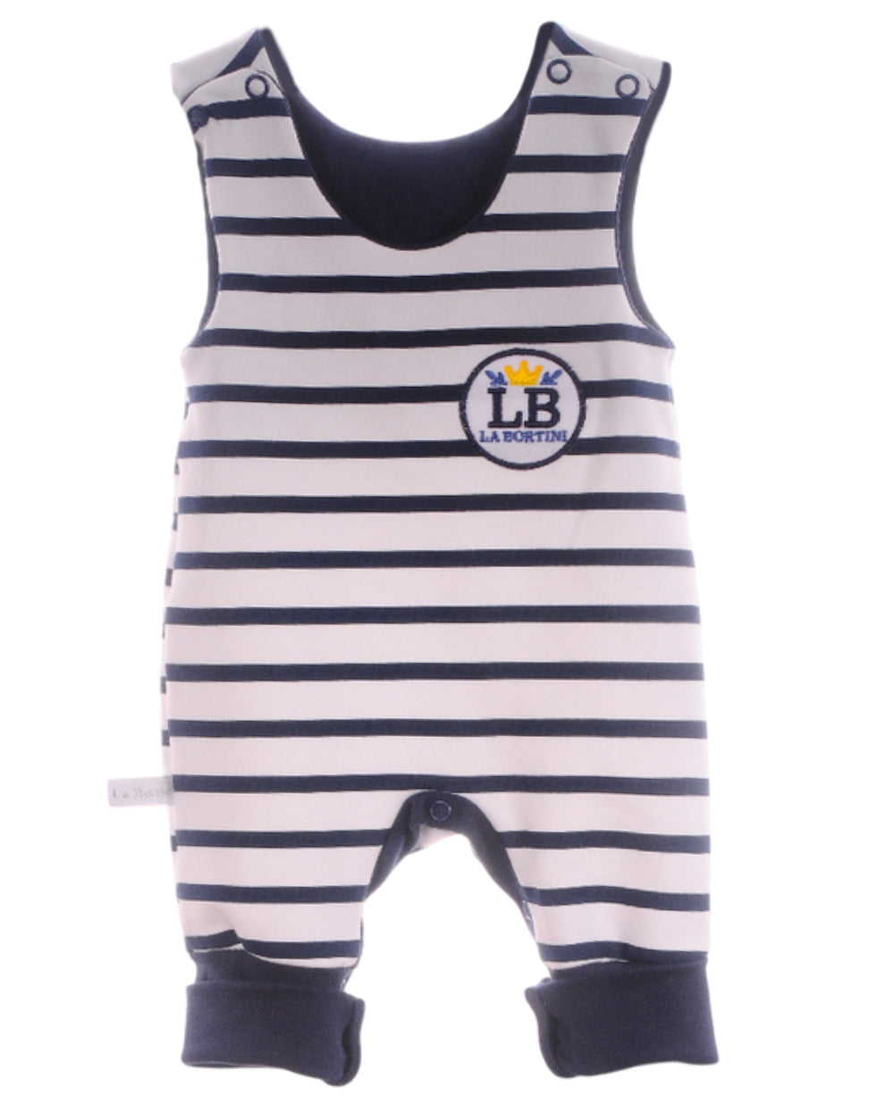 Strampler ärmellos gestreift in Blau Latzhose für Neugeborene