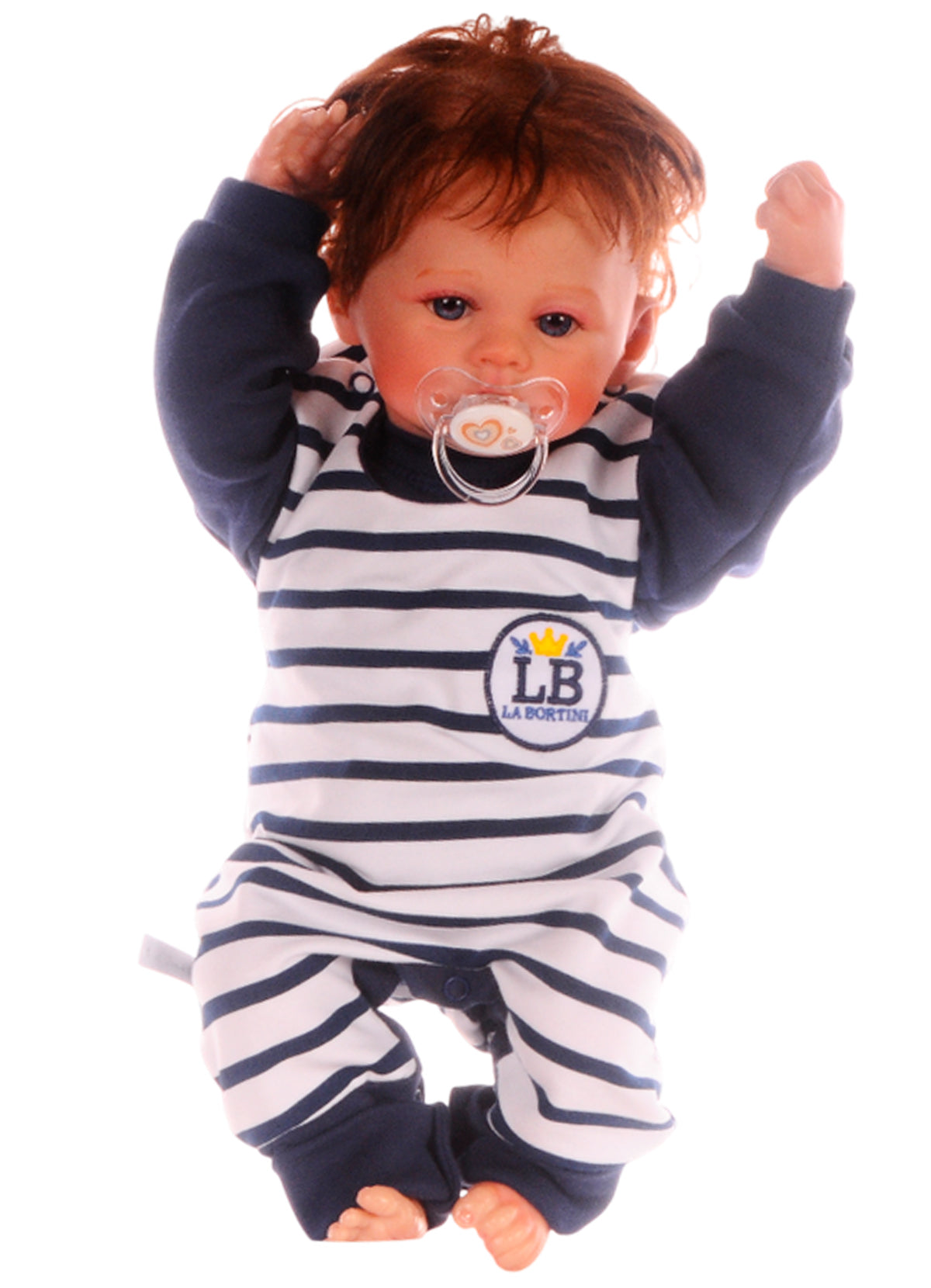 Baby Anzug 2-teilig in Weiß-Blau Strampler und Langarmshirt