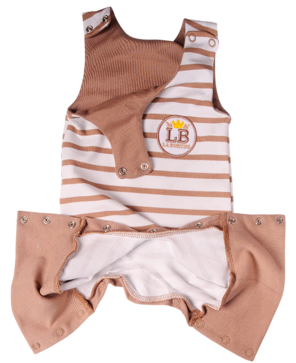Baby Anzug 2-teilig in Weiß-Beige Strampler und Langarmshirt