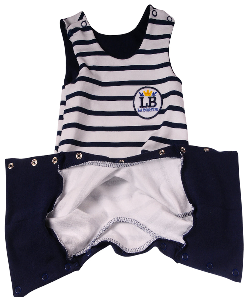 Baby Anzug 2-teilig in Weiß-Blau Strampler und Wickelbody mit Kratzschutz