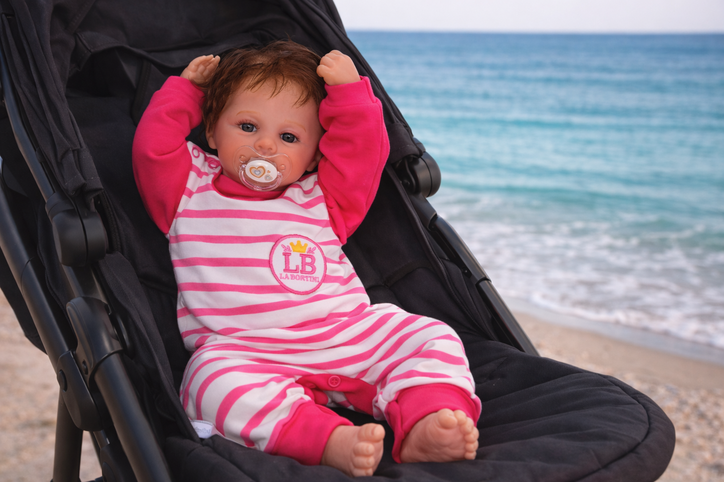 Baby Anzug 2-teilig in Weiß-Pink Strampler und Langarmshirt