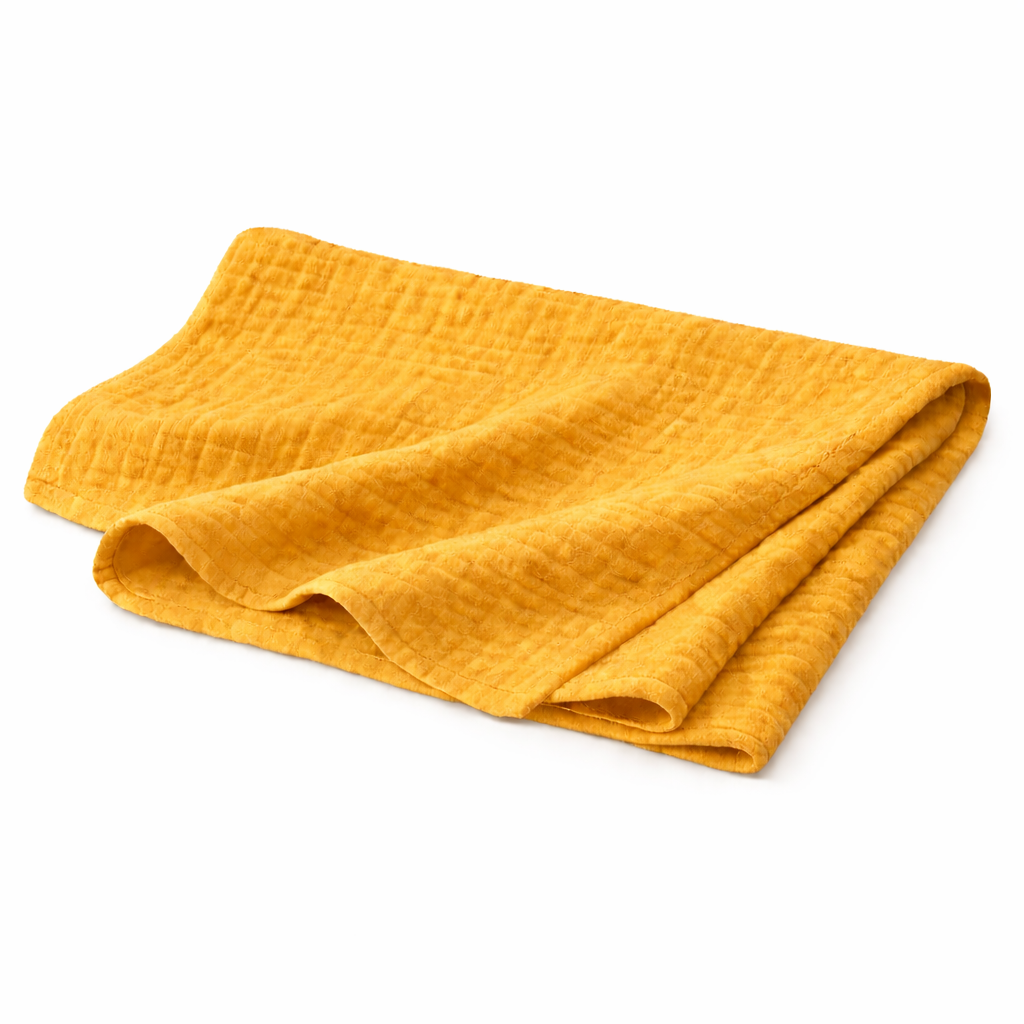 Baby Spucktuch 1 Stück 90 x 65cm aus weichem Musselin Stofftuch in Senfgelb