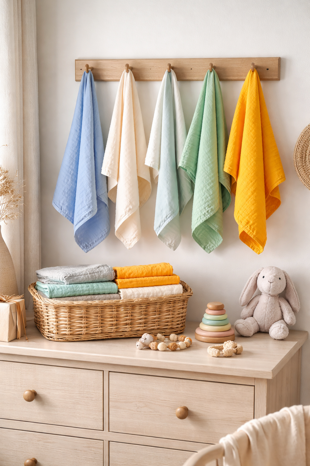 Baby Spucktuch 1 Stück 90 x 65cm aus weichem Musselin Stofftuch in Weiß