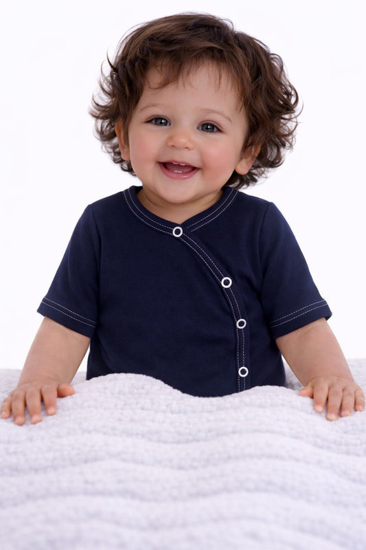 Baby Body Kurzarmbody Wickelbody in Blau