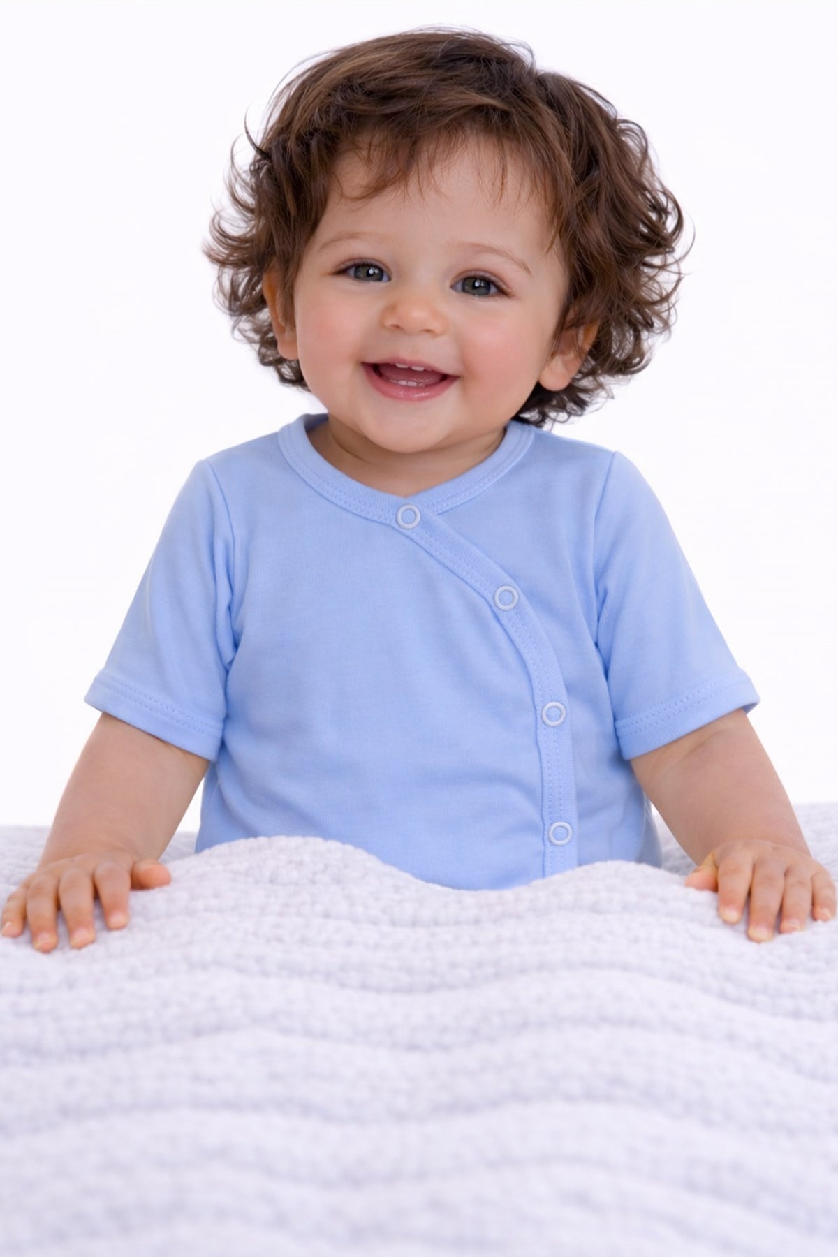 Baby Body Kurzarmbody Wickelbody in Blau