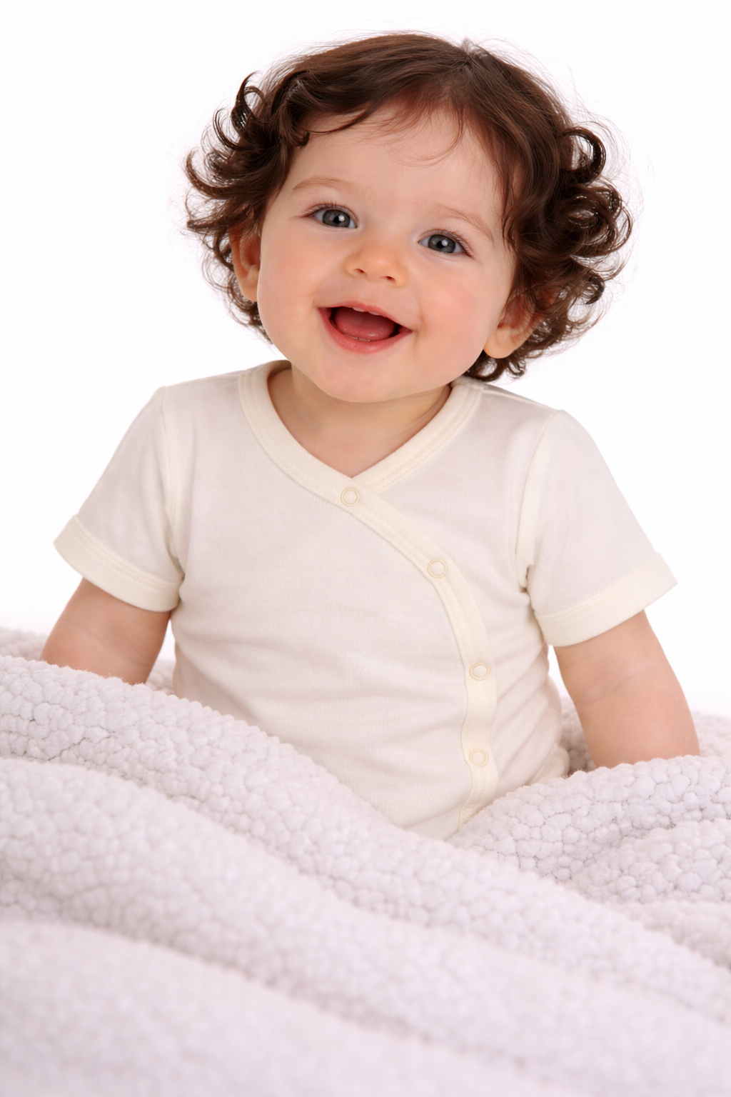 Baby Body Kurzarmbody Wickelbody in Creme neutral