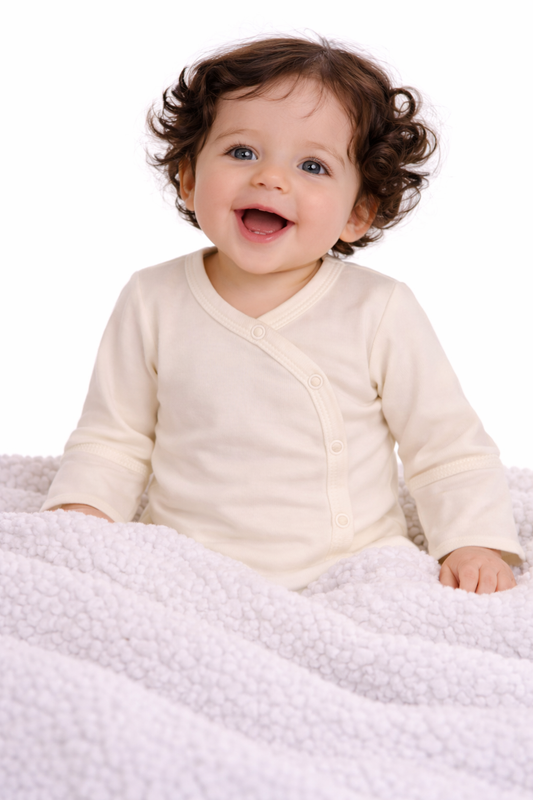 Baby Wickelbody Body mit Kratzschutz in Creme Langarmbody