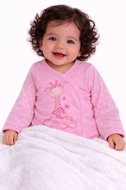 Baby Wickelbody mit Kratzschutz in Rosa Body langarm