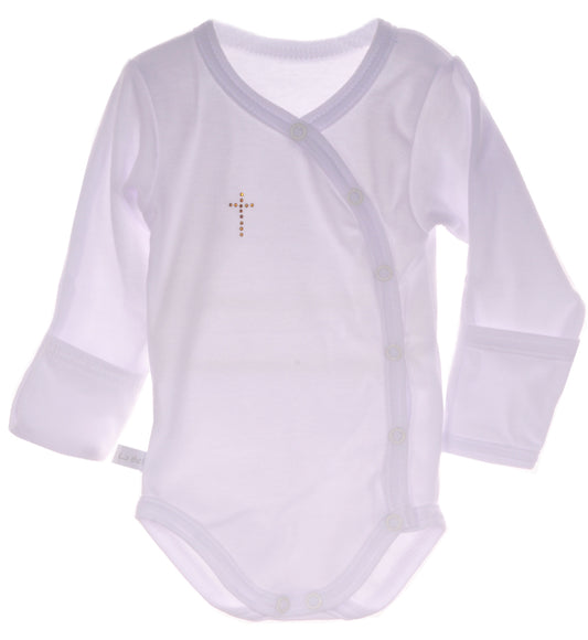 Baby Body für Taufe in Weiß Wickelbody langarm