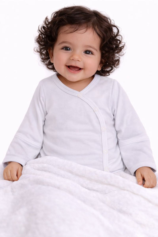 Baby Body Wickelbody in Weiß mit Kratzschutz unisex