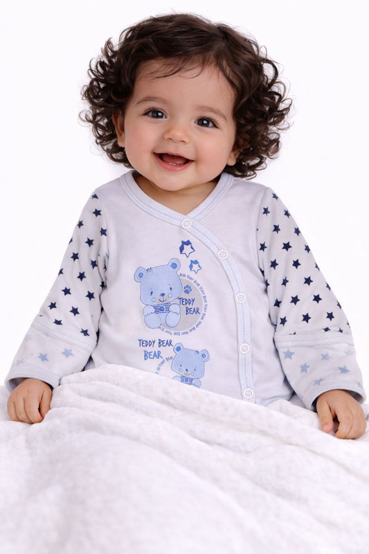 Baby Body Wickelbody mit Kratzschutz mit Sternen und Bär