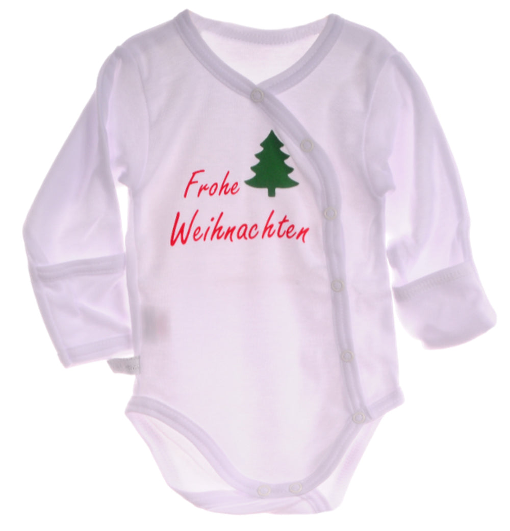 Baby Anzug für Weihnachten Wickelbody Hose Mütze Socken Set in Rot Weiß
