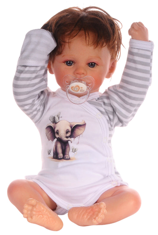 Baby Body Wickelbody langarm in Weiß gestreift