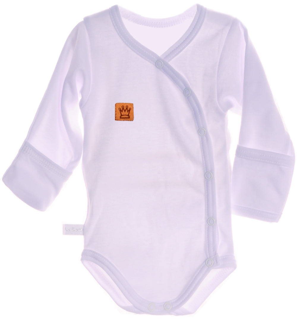 Baby Anzug Erstlingsset Wickelbody Mitwachshose Mütze Set weiß gelb