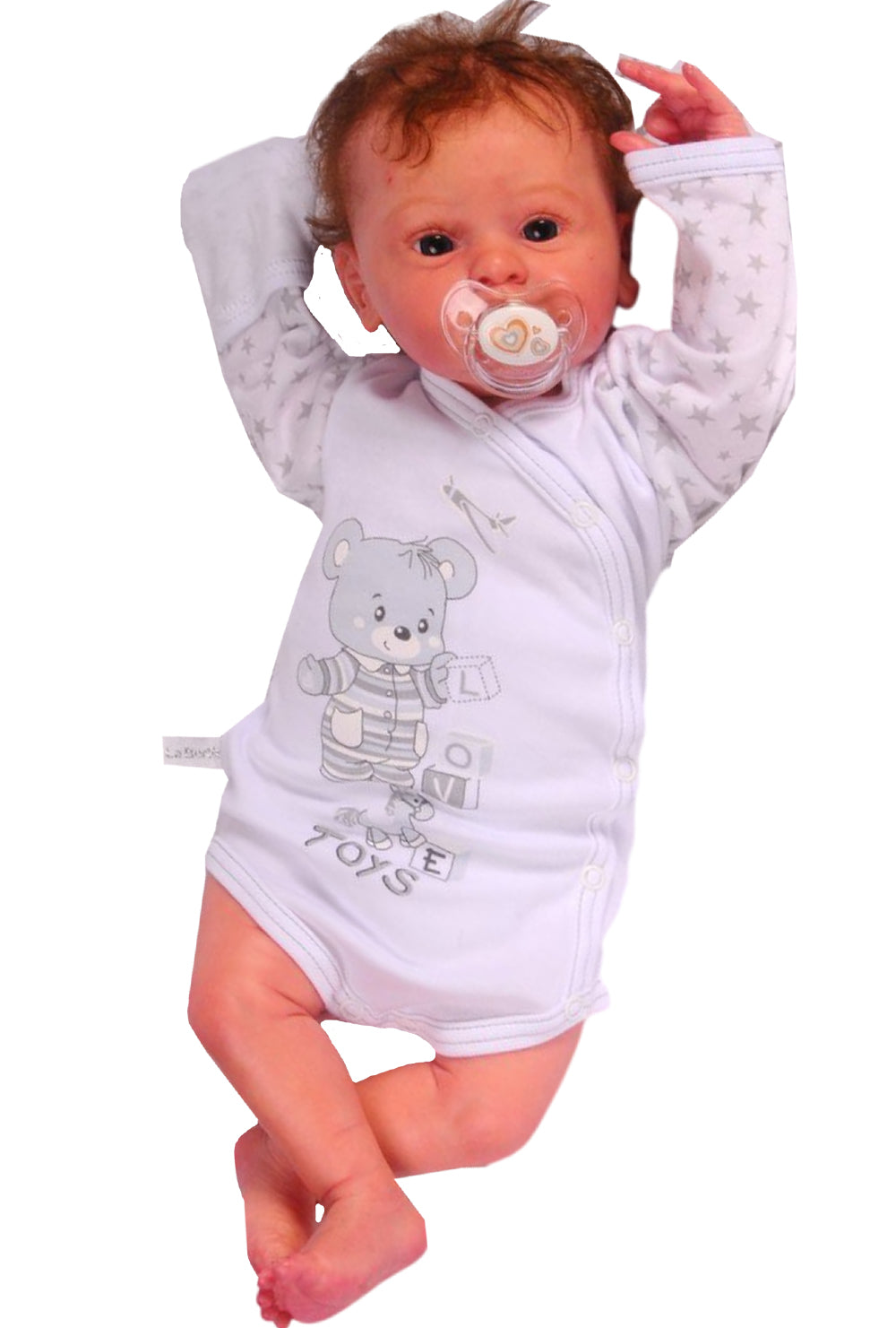 Baby Wickelbody in Weiß mit Kratzschutz mit Bären Aufdruck