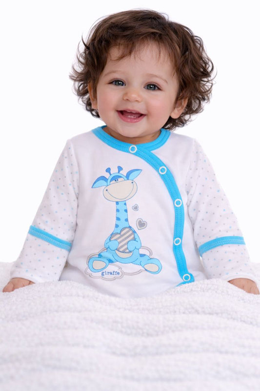 Baby Body Wickelbody mit Kratzschutz langarm mit Giraffe