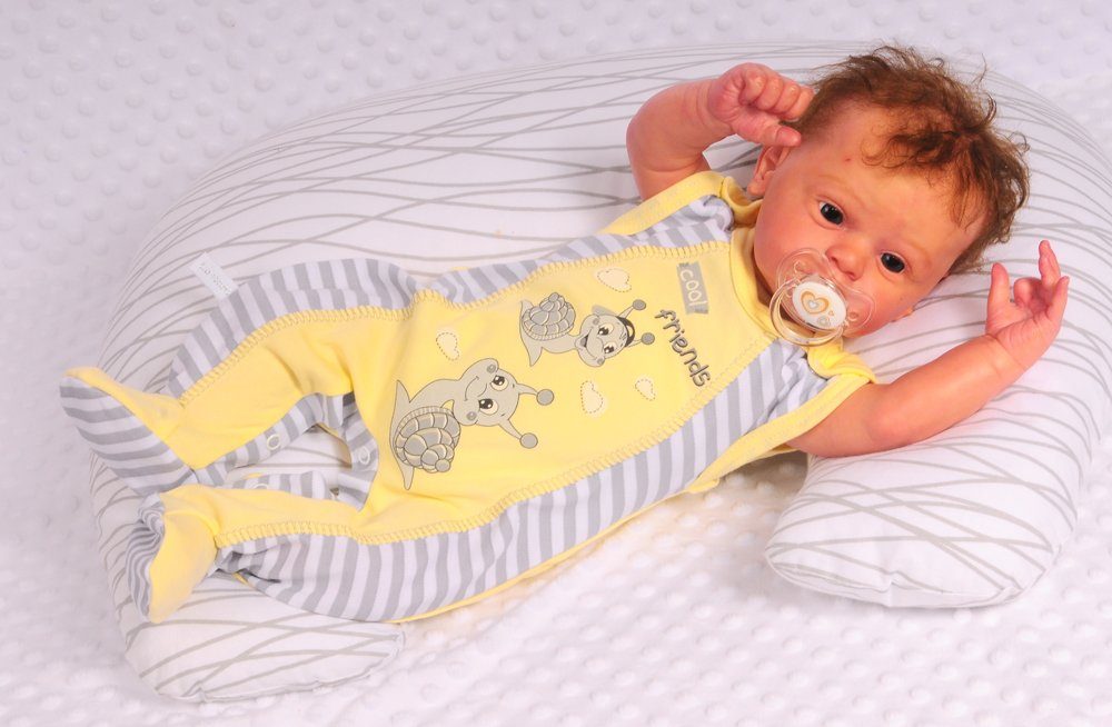 Strampler Mütze und Hemdchen Baby Anzug in Gelb mit Schnecken