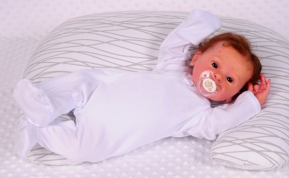 Baby Strampler Schlafanzug in Weiß mit Reißverschluss