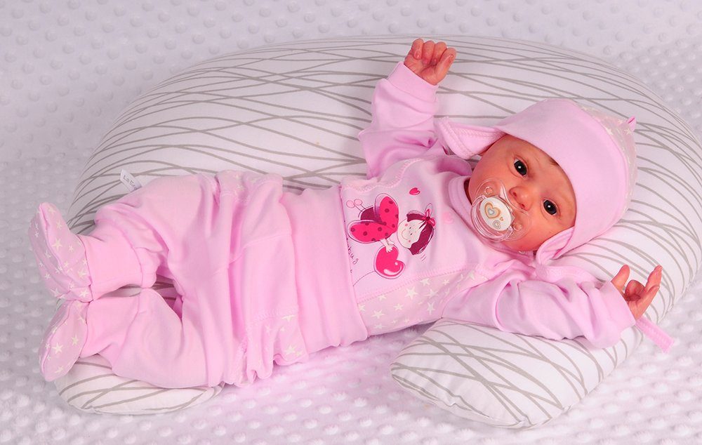 Body Hose und Mütze 3Tlg Baby Anzug in Rosa mit Sternen